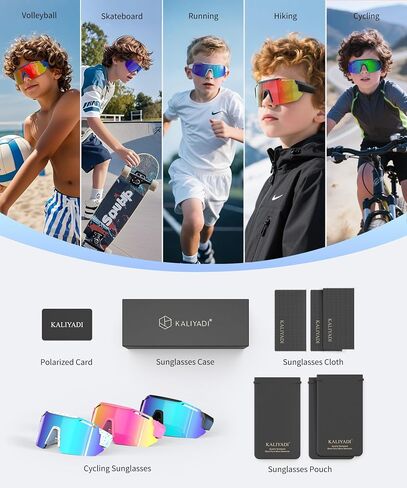 KALIYADI Polarized Youth Baseball Sunglasses: Kids Sunglasses for Boys Girls Sports Cycling Running UV400 Protection Age 6-14 in Kuwait