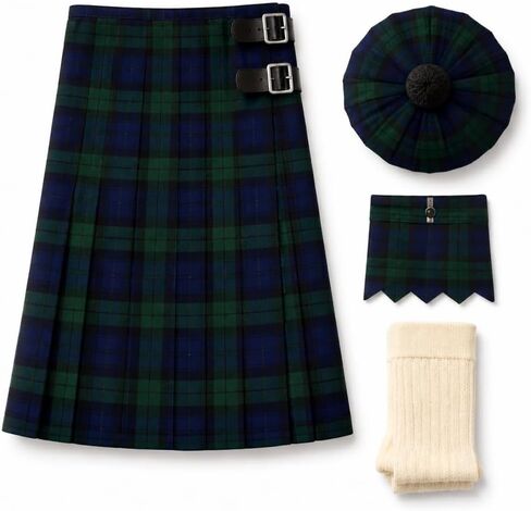 Kilt For Men | 4 Piece Tartan Kilt Set with Tam O’ Shanter Hat, Matching Flashes and Full Calf Socks in Saudi Arabia