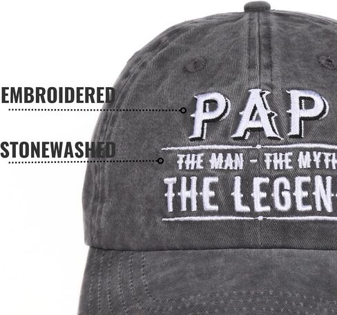 Pap Gifts Embroidered Cap, Funny Grandpa Gifts for Men, Adjustable Hat Gifts Accessory for Birthday & Christmas Grey in Saudi Arabia