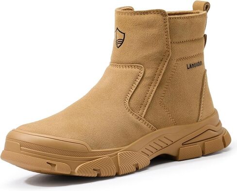 GLANOUDUN Steel Toe Boots for Men Welding Work Boots Indestructible Mens Safety Toe Boot Zipper Construction Boot Laceless Welder Footwear in Saudi Arabia