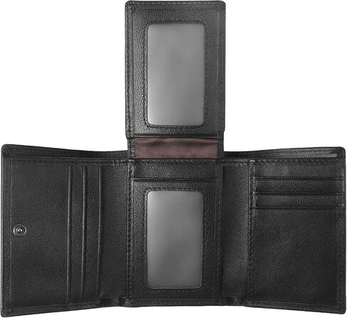 Trifold Top Grain Slim Leather Wallet for Men Front Pocket Wallet with RFID Blocking,2 Cash Holders 2 ID Windows, 8 Credit Card Slots, Classic Style Gift For Men (Coffee Brown) in Kuwait
