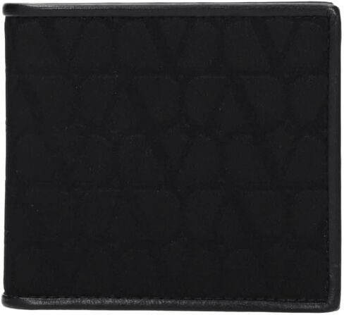 Valentino Garavani Men’s V Logo Fabric Wallet – Slim Bifold with 8 Card Slots (Black) in Saudi Arabia