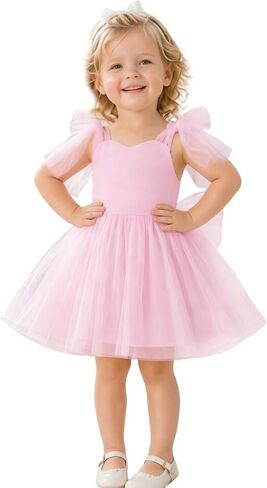 KARETT Girls Dresses Summer Sleeveless Bow Straps Flower Girl Dresses Formal Fancy Party Birthday in Saudi Arabia