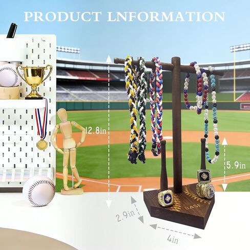[NEW] Wooden Baseball or Softball Drip Necklace Organizer Holder,Championship Ring Display Holder, Softball Ring Holder, Drip Necklace Baseball Display Gift (Boys, Girls & Coaches) in Saudi Arabia