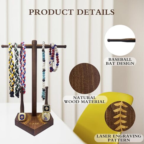 [NEW] Wooden Baseball or Softball Drip Necklace Organizer Holder,Championship Ring Display Holder, Softball Ring Holder, Drip Necklace Baseball Display Gift (Boys, Girls & Coaches) in Saudi Arabia