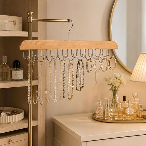 Necklace Hanger Wall Mount Jewelry Organizer 20 Hooks Hanging Rotatable Closet Organizer in Saudi Arabia
