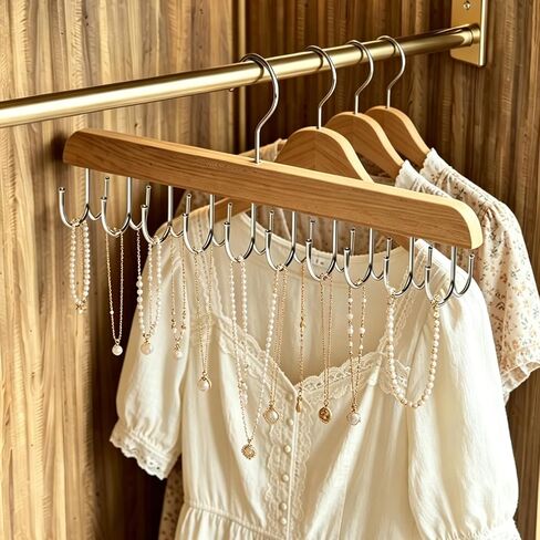 Necklace Hanger Wall Mount Jewelry Organizer 20 Hooks Hanging Rotatable Closet Organizer in Saudi Arabia