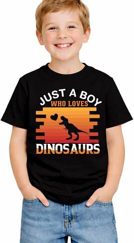Just A Boy Who Loves Funny Pattern Letter Prints Shirt Kids Little Toddler Short Sleeve Cotton T Shirt in Kuwait