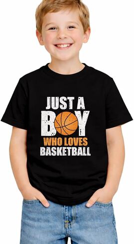 Just A Boy Who Loves Funny Pattern Letter Prints Shirt Kids Little Toddler Short Sleeve Cotton T Shirt in Kuwait