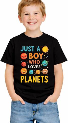 Just A Boy Who Loves Funny Pattern Letter Prints Shirt Kids Little Toddler Short Sleeve Cotton T Shirt in Kuwait