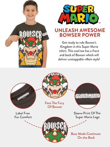 قميص سوبر ماريو، قميص للأولاد من Bowser، تي شيرت للأطفال بأكمام قصيرة، ملابس ماريو قطنية، قمصان للأولاد من Gamer in Kuwait