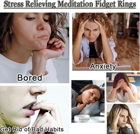 Anxiety Fidget Spinner Ring Gold, Spinning Rings for Women, Spinner Ring Women Stress Relief, Metal Gear Solid Ring Finger Toys Wedding Band Rings with Gift Box in Saudi Arabia