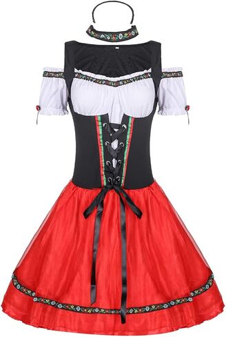 Ulalaza Women's Cosplay Costume Santa Claus Wizard Pirate Police Uniform Outfit for Halloween Christmas Oktoberfest in Kuwait