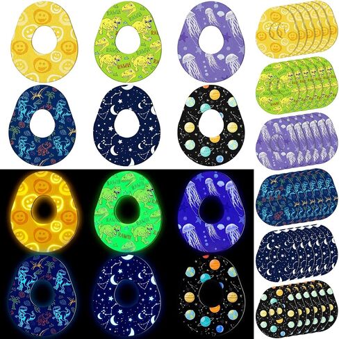 36 Pack Glow in The Darkover Sensor Patches Compatible with Dexcom G7 Waterproof Breathable Glow Cartoon Adhesive Patches with Cover Reduce Compression Lows Shockproof Long Lasting Sensor Tape in Saudi Arabia