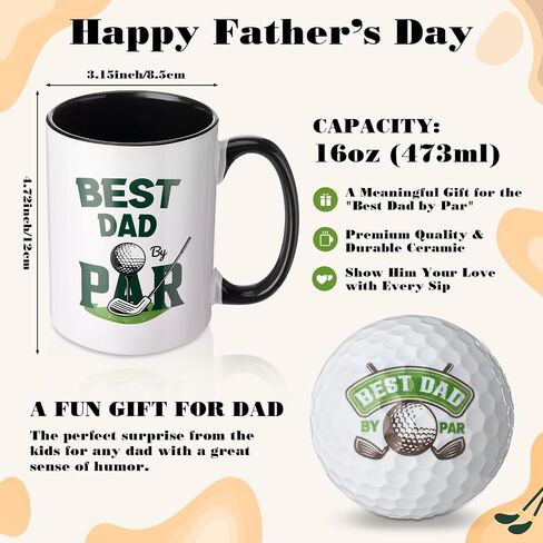 هدايا عيد الأب للجولف - مجموعة هدايا "Best Dad By Par" مكونة من 3 قطع مع قبعة سائق الشاحنة، وكوب قهوة 16oz وكرة جولف - هدايا عيد الميلاد والتقاعد للرجال in Kuwait