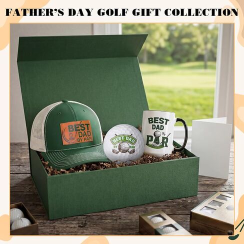 هدايا عيد الأب للجولف - مجموعة هدايا "Best Dad By Par" مكونة من 3 قطع مع قبعة سائق الشاحنة، وكوب قهوة 16oz وكرة جولف - هدايا عيد الميلاد والتقاعد للرجال in Kuwait