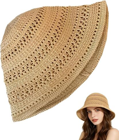 Beach Straw Hats for Women-Foldable Summer Wide Brim Floppy Sun Hat Beach Bucket Hat for Travel Straw Fedora Hat in Saudi Arabia