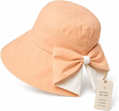 Women’s Bowknot Wide Brim Sun Hat, Foldable Summer Beach Hat for Travel Vacation in Kuwait