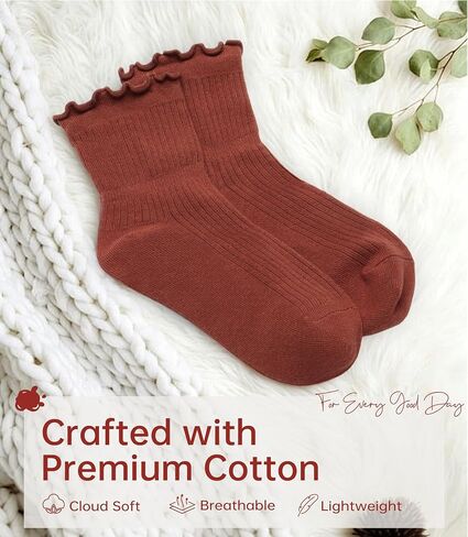 Cute Ruffle Ankle Socks for Women, 6-Pack Frilly Cotton Lettuce Edge, Mary Janes Casual Office Dress in Kuwait