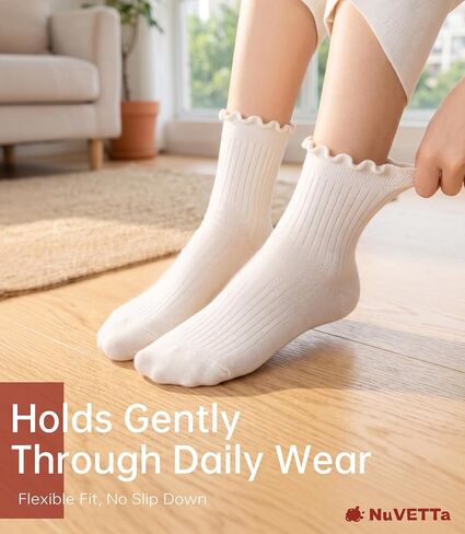 Cute Ruffle Ankle Socks for Women, 6-Pack Frilly Cotton Lettuce Edge, Mary Janes Casual Office Dress in Kuwait