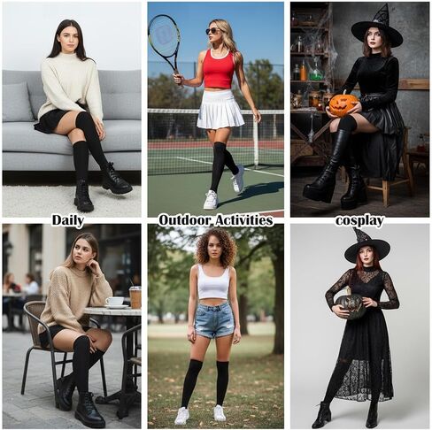 3 Pairs Black Knee High Stockings Women’s Trouser Socks Opaque Stretchy Nylon Knee High Stockings Soft Nylon Socks Dress Sock for Women, Comfort Fit for Uniform Daily Wear in Kuwait