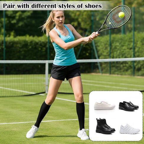 3 Pairs Black Knee High Stockings Women’s Trouser Socks Opaque Stretchy Nylon Knee High Stockings Soft Nylon Socks Dress Sock for Women, Comfort Fit for Uniform Daily Wear in Kuwait