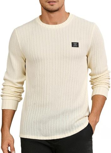 ZAFUL Men's Long Sleeve Sweatshirt Jacquard Patch Pullover Crew Neck Top Casual Fashion Fall Shirt in Saudi Arabia