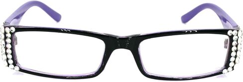 NY FIFTH AVENUE The French (Bling) Fleur De Lis Women Reading Glasses (Clear + Aurora Borealis) Crystals (Purple) Rectangular in Saudi Arabia