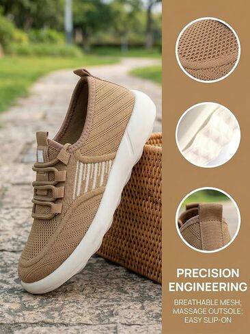 Slip On Walking Shoes for Women,Breathable Knit Mesh Casual Shoes,Comfortable Travel Work Shoes in Kuwait