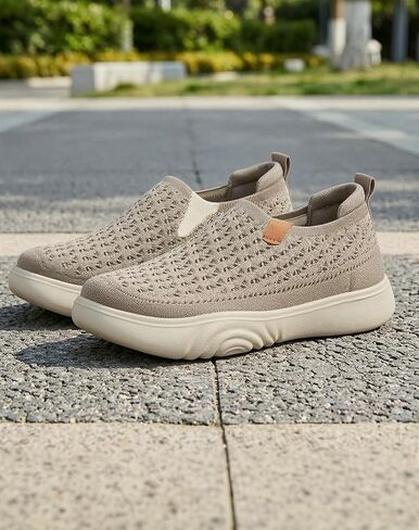 Women's Slip On Walking Shoes, Breathable Mesh Lightweight Casual Sneakers, Soft Sole Non-Slip for Daily Wear in Kuwait