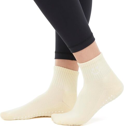 Balance Collection Women's 25" Contender Lux Ankle Legging with Yellow Smiley Sock Set in Saudi Arabia