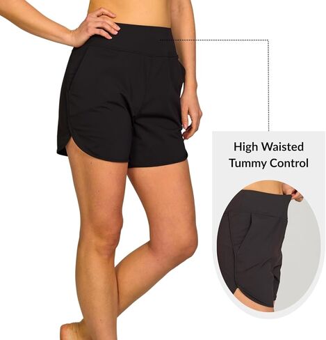 Hurley High Waisted Women's Swim Shorts 5"/7" - Tummy Control Beach Shorts Boardshorts with Liner, UPF 50+ Swimsuit Bottom in Saudi Arabia