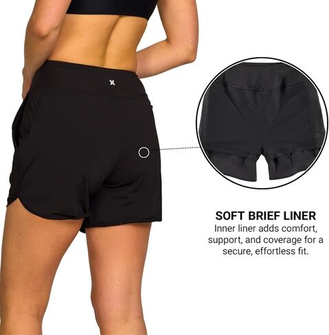 Hurley High Waisted Women's Swim Shorts 5"/7" - Tummy Control Beach Shorts Boardshorts with Liner, UPF 50+ Swimsuit Bottom in Saudi Arabia
