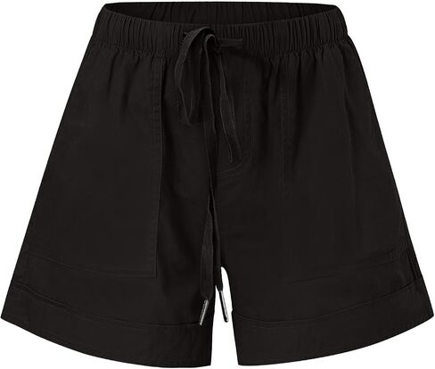 Shorts for Women Summer Plus Size Casual Drawstring Elastic Waist Lounge Wear with Pockets Beach Vacation Clothes in Saudi Arabia
