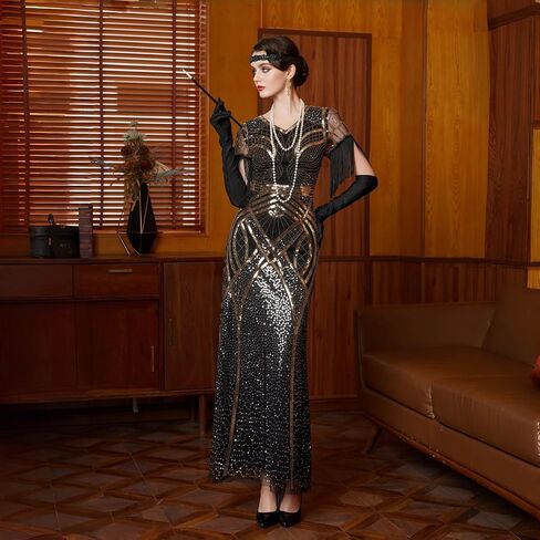 MISI CHAO Women's 1920s Flapper Mermaid Dress Great Gatsby Sequin Dress Fringe Vintage Roaring 20s Evening Party Dress in Saudi Arabia