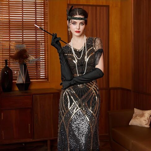 MISI CHAO Women's 1920s Flapper Mermaid Dress Great Gatsby Sequin Dress Fringe Vintage Roaring 20s Evening Party Dress in Saudi Arabia