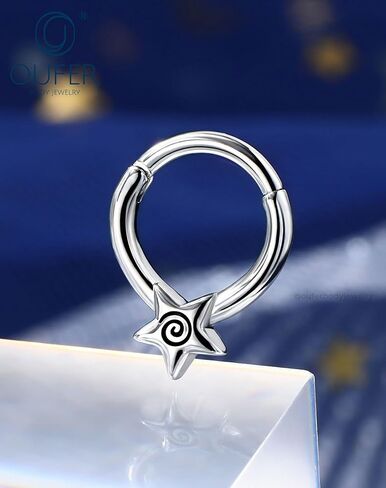 OUFER 16G حلقات النجم الحلزوني 316L الجراحية الفولاذ المقاوم للصدأ 8 مم مفصلات مع ملقط مجاني للأنف هيليكس تراغوس محارة ثقب المجوهرات للنساء in Kuwait