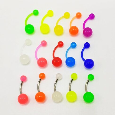 15pcs Glow in Dark Belly Button Ring, 14G Acrylic Belly Button Piercing Jewelry in Saudi Arabia