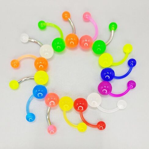 15pcs Glow in Dark Belly Button Ring, 14G Acrylic Belly Button Piercing Jewelry in Saudi Arabia