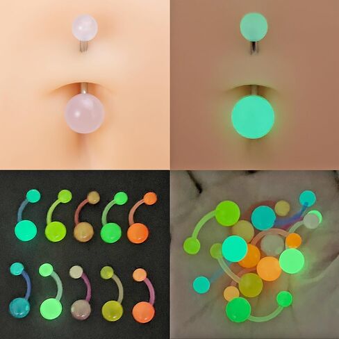 15pcs Glow in Dark Belly Button Ring, 14G Acrylic Belly Button Piercing Jewelry in Saudi Arabia