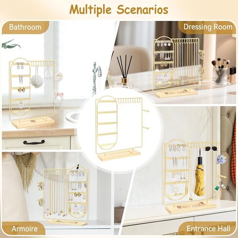 Jewelry Organizer Stand Jewelry Necklace Holder, 5-Tier Jewelry Organizers and Storage for Necklace Earring Bracelet Ring, Metal Jewelry Display Tree, Gifts Room Dorm Decor for Girls - Gold in Saudi Arabia