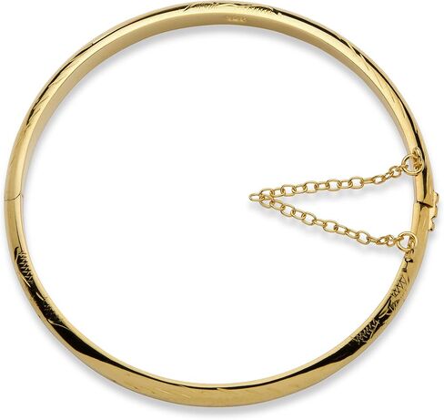Palm Beach Jewelry PalmBeach Yellow Gold-Plated Sterling Silver Etched Hinged Bangle Bracelet (5mm), Box Clasp, 7 inches in Kuwait