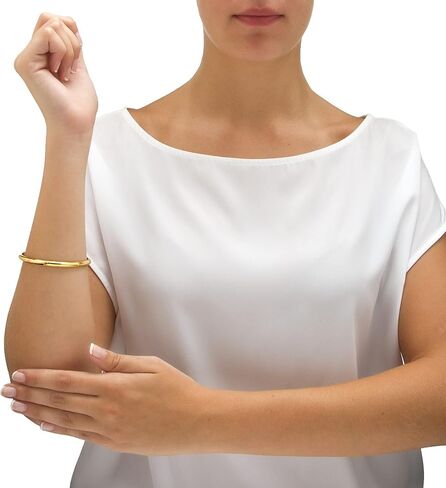 Palm Beach Jewelry PalmBeach Yellow Gold-Plated Sterling Silver Etched Hinged Bangle Bracelet (5mm), Box Clasp, 7 inches in Kuwait