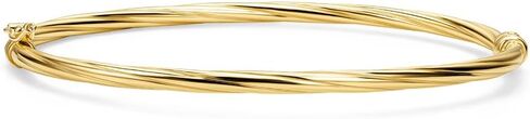 Orovi Sterling Silver Bangle Bracelet for Women, 18K Gold Plated 925 Sterling Silver, Twisted Design, 7.67Inches, Safety Clasp, Made in Italy, Delivered in Jewellery Box in Saudi Arabia