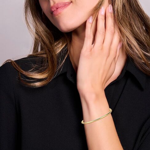 Orovi Sterling Silver Bangle Bracelet for Women, 18K Gold Plated 925 Sterling Silver, Twisted Design, 7.67Inches, Safety Clasp, Made in Italy, Delivered in Jewellery Box in Saudi Arabia