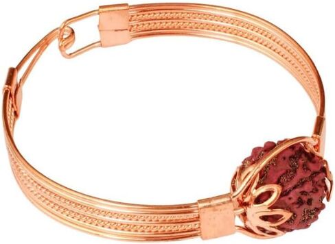 Copper Bracelet with Natural Rudraksha Bead for Men & Women | Adjustable Pure Copper Kada | Spiritual Healing Jewelry | Ayurvedic Health Benefits Wrist Bangle in Kuwait