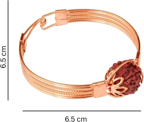 Copper Bracelet with Natural Rudraksha Bead for Men & Women | Adjustable Pure Copper Kada | Spiritual Healing Jewelry | Ayurvedic Health Benefits Wrist Bangle in Kuwait