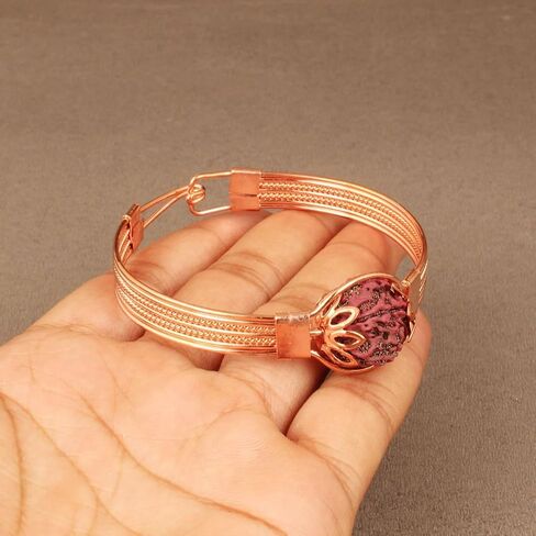 Copper Bracelet with Natural Rudraksha Bead for Men & Women | Adjustable Pure Copper Kada | Spiritual Healing Jewelry | Ayurvedic Health Benefits Wrist Bangle in Kuwait