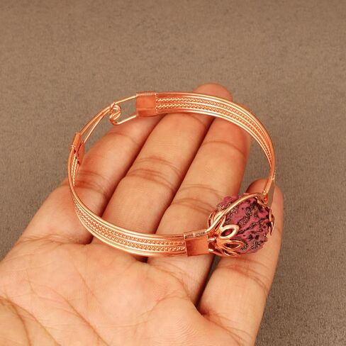 Copper Bracelet with Natural Rudraksha Bead for Men & Women | Adjustable Pure Copper Kada | Spiritual Healing Jewelry | Ayurvedic Health Benefits Wrist Bangle in Kuwait