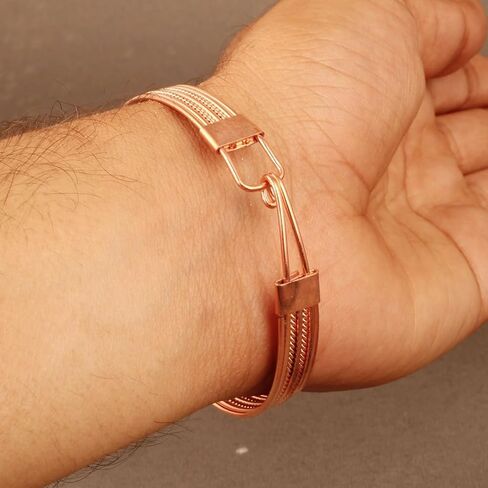 Copper Bracelet with Natural Rudraksha Bead for Men & Women | Adjustable Pure Copper Kada | Spiritual Healing Jewelry | Ayurvedic Health Benefits Wrist Bangle in Kuwait